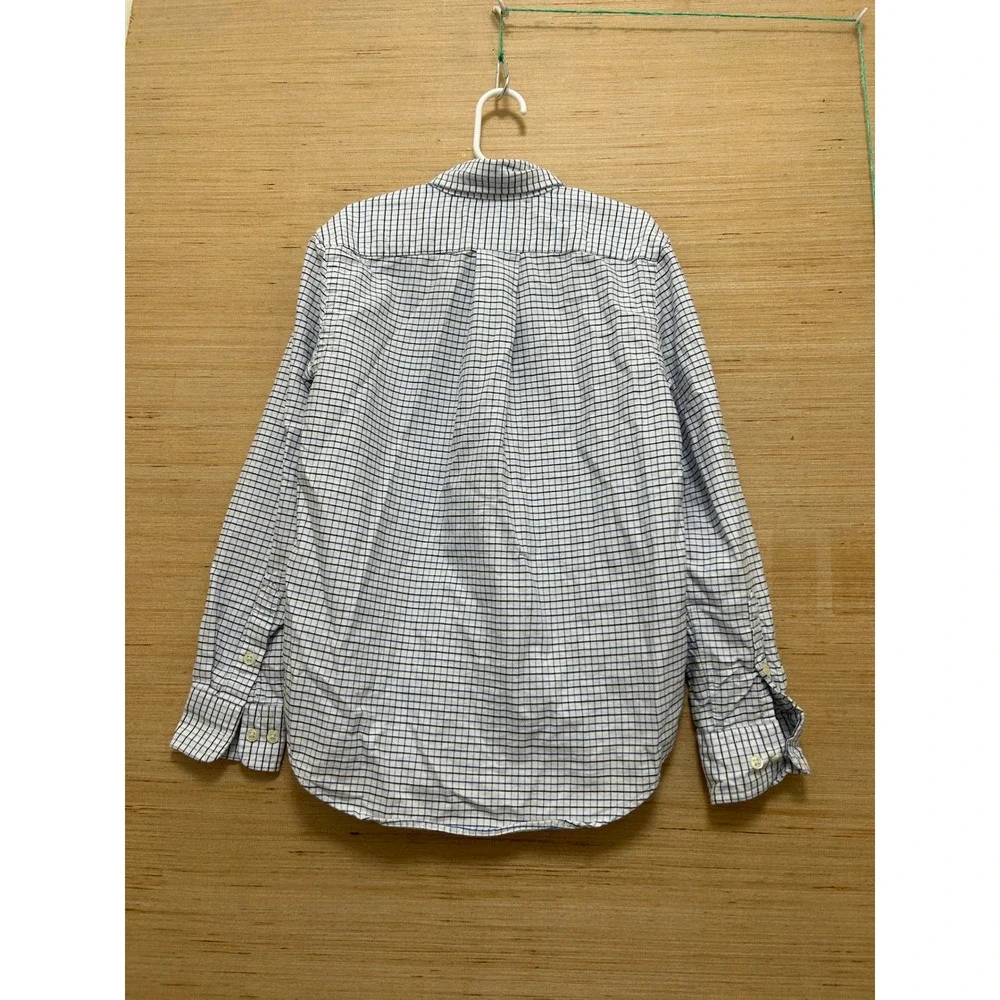 Ralph Lauren Boys Blue White Grid Button Down Shirt Size 10 Long‎ Sleeve